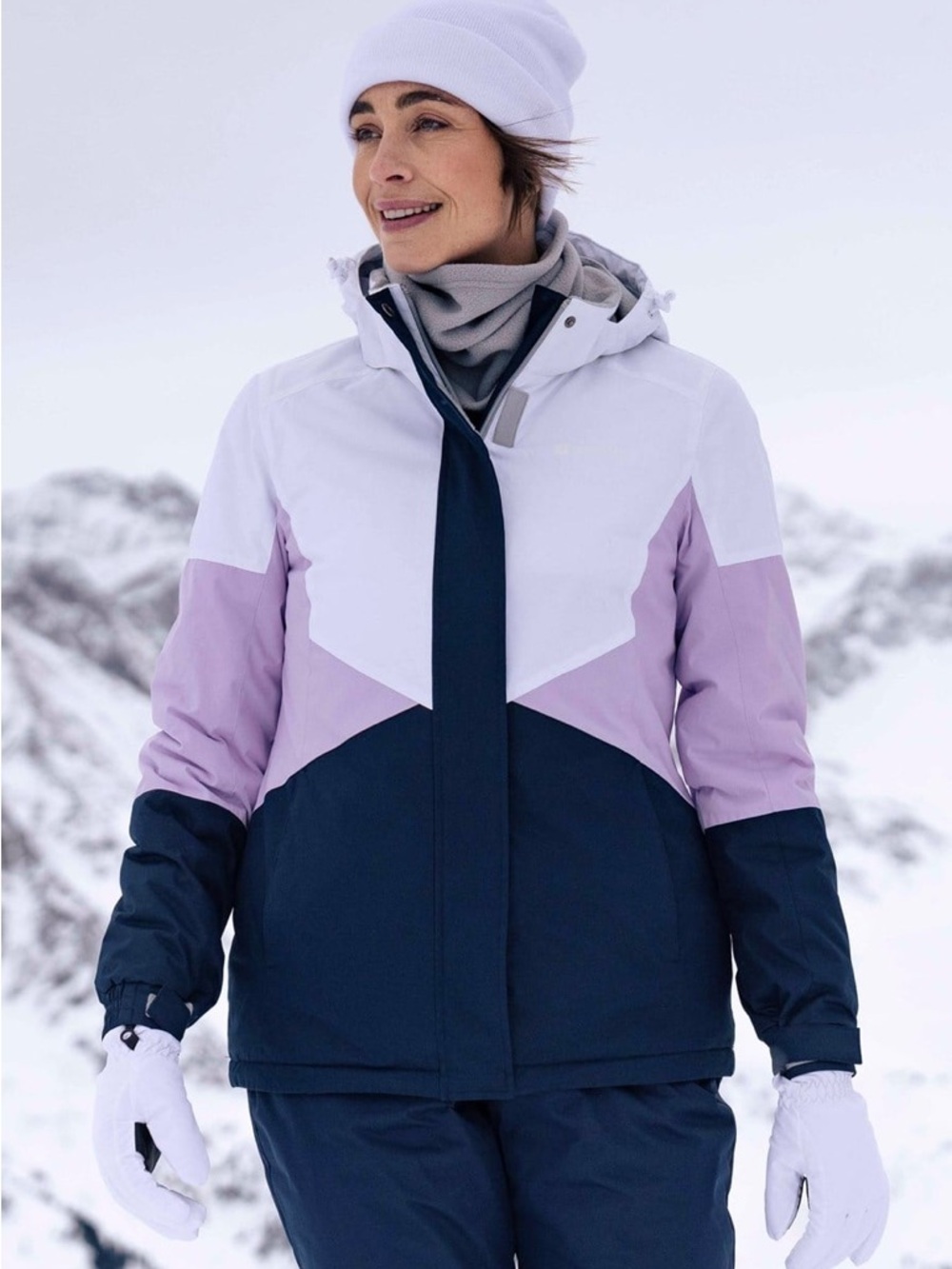 Moon II Womens Ski Jacket Colorblock - White, Lavender & Navy